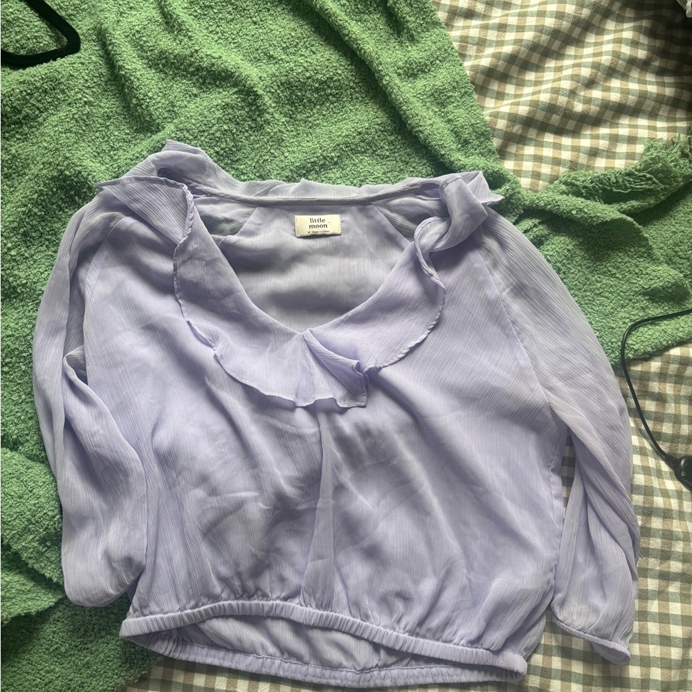 Little Moon Purple Chiffon Blouse with Peter Pan Collar